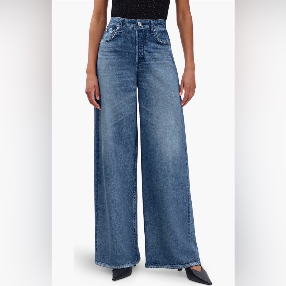 rag & bone Miramar Sofie High Waist Ankle Wide Leg Terry Sweatpant Jeans